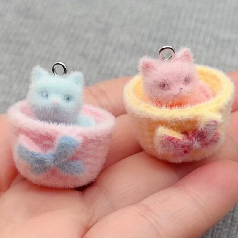 Resin Art Accessories - 4 colgantes de gato de resina