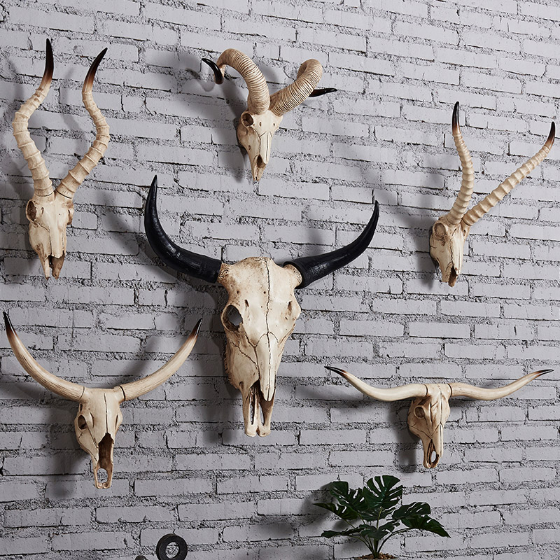 Resin Art On Wall - Cráneo de vaca Artificial, decoración de