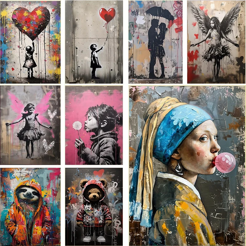 Resin Art On Wall - Pósteres de Banksy con Niño y