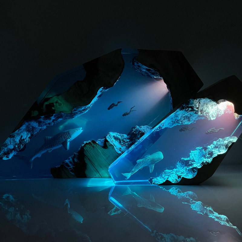 Resin Art Lamp - Lámpara de Resina de Tiburón Ballena