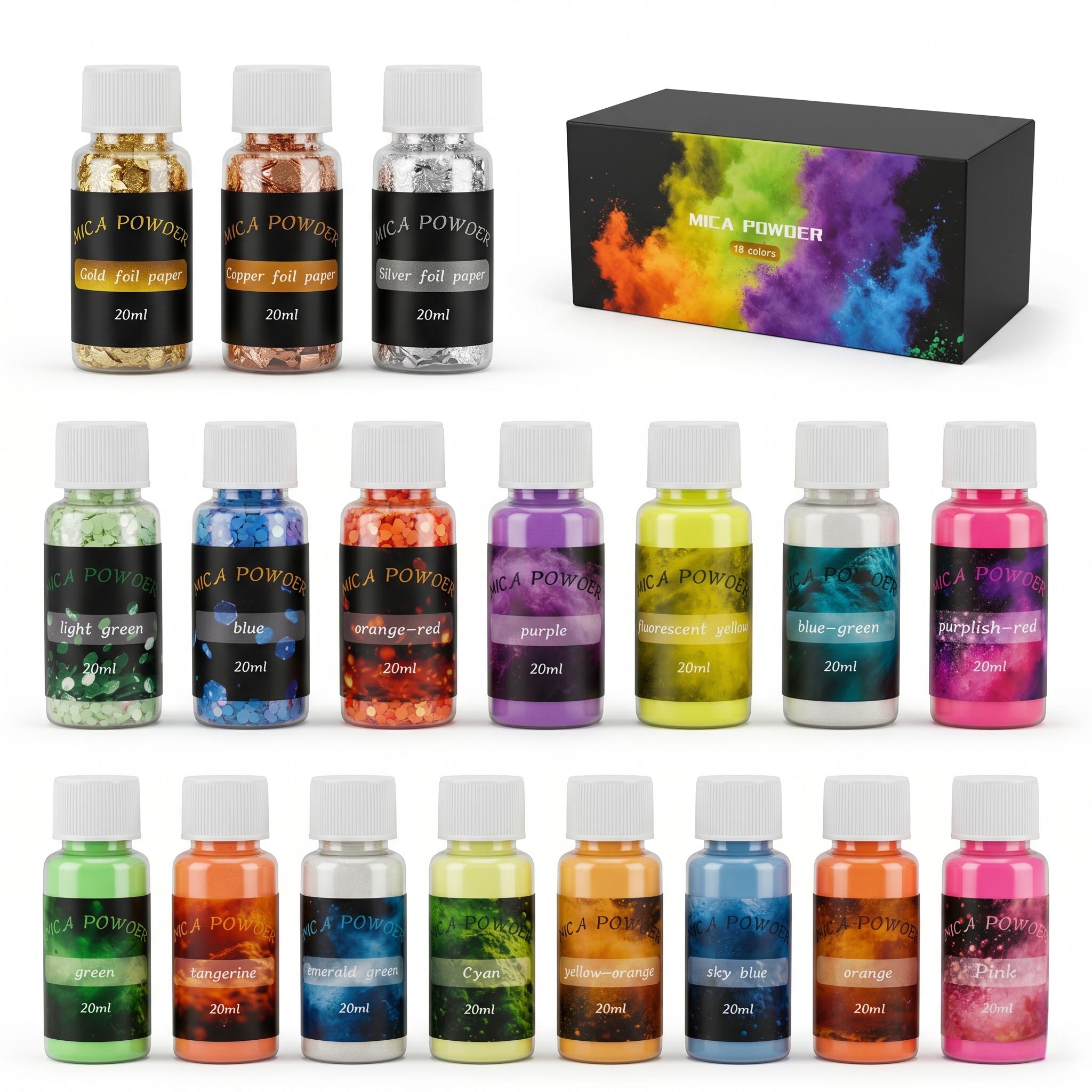 Juego de 18 Colores de Polvo d - Mica Flake Resin reseña y precio