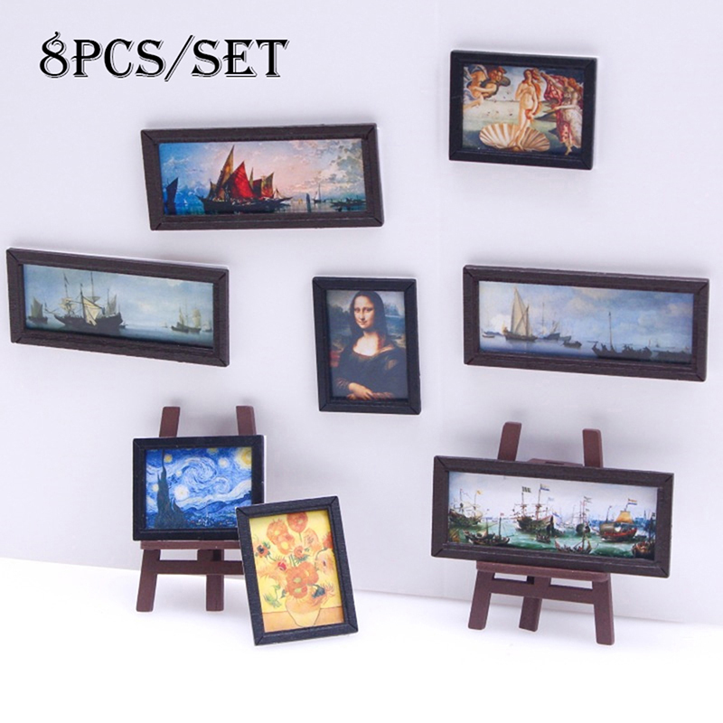 8 unids/set 1:12 casa de muñec - Resin Art On Wall reseña y precio