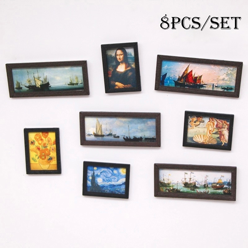 8 unids/set 1:12 casa de muñec - Resin Art On Wall reseña y precio