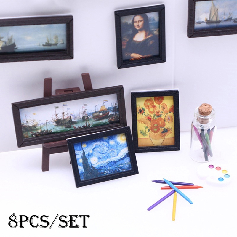 8 unids/set 1:12 casa de muñec - Resin Art On Wall reseña y precio